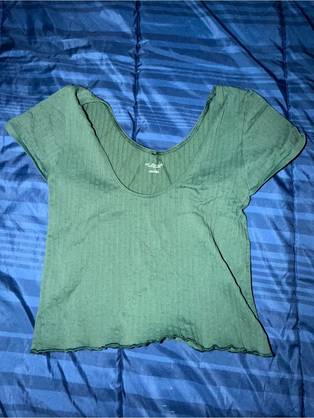 Urban Outfitters Olive Green Ribbed Scoop Crop Top